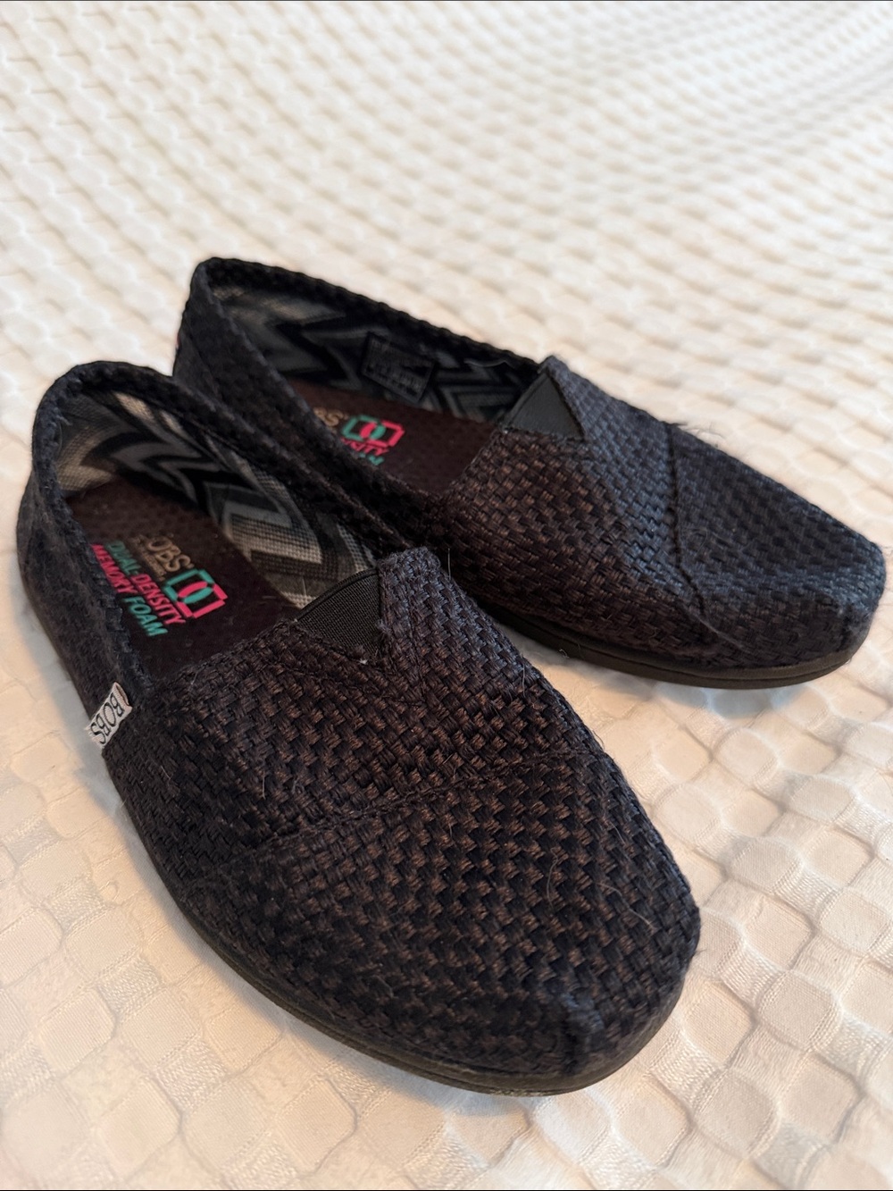 Skechers Women's Black Woven Slip-On Loafers